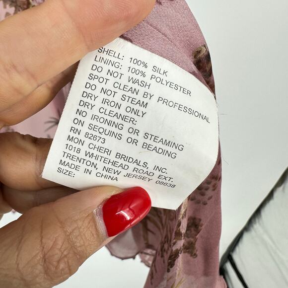 Mon Cheri Bridal Silk Kimono Size S Burnout Floral Beaded Fairy Dust Rose Pink - Picture 4 of 11